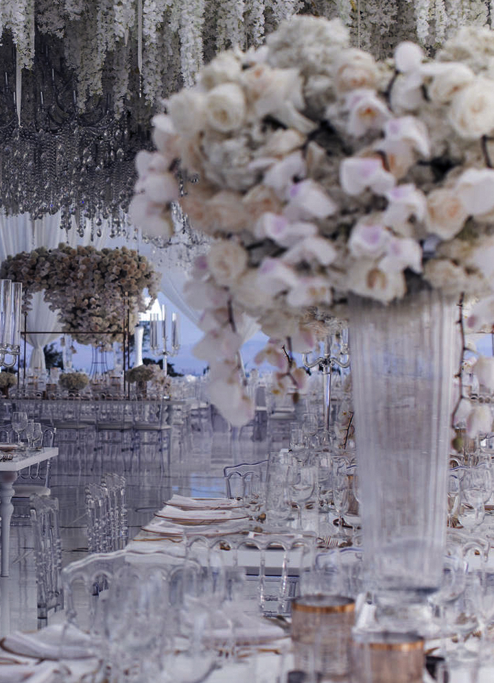 White Hanging Flowers Wedding  7skyevent